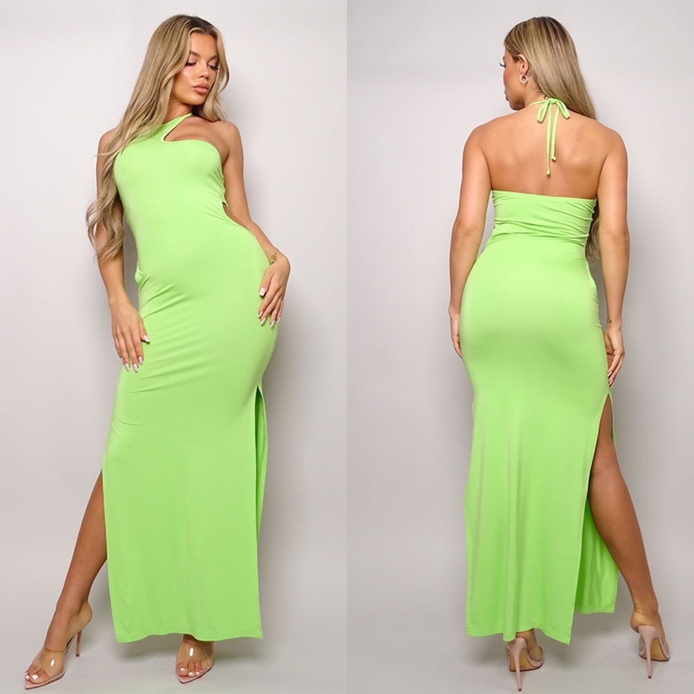 NEW "Pretty Cabana" Lime Green Cut Out Maxi Beach Dress